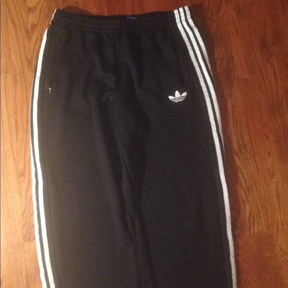 Adidas sweat pants L black white cloth strip